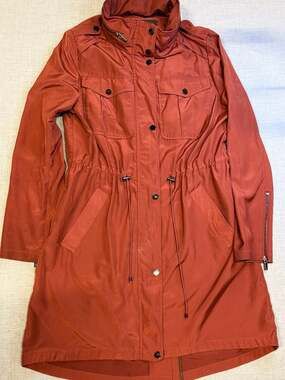 Badgley Mischka Dakota Water Repellent Anorak Jacket Rust Orange Size M